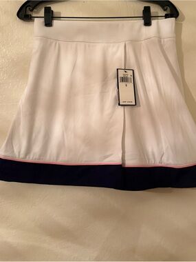Ralph Lauren White Skater Tennis Skirt with Navy Hem and Pink Trim